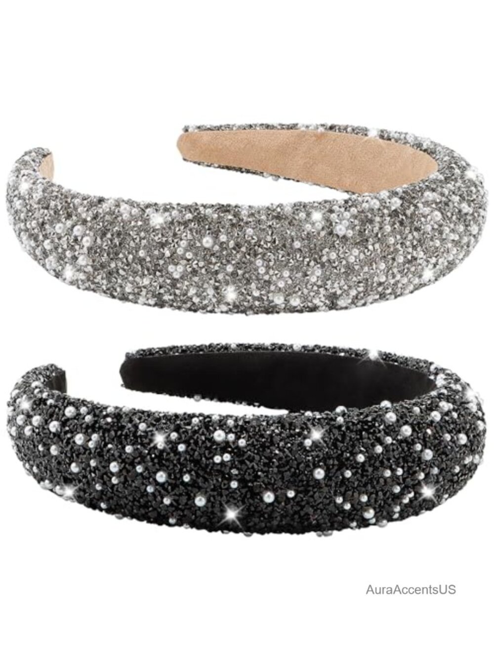 Rhinestone Pearl Sequin Headband Set Cute Glitter Hair Accessories for Women